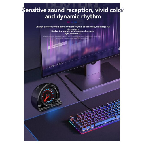 Car Music Rhythm Light Pointer Rhythm Light Wind Vent Decorative Light USB 5V Plug and  Red 2