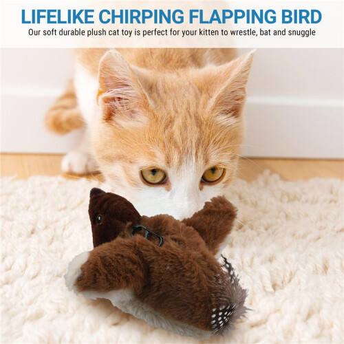 Interactive Cat Toys, Rechargeable Chirping Flapping BirdPlush Kitten Exercise Toys 1