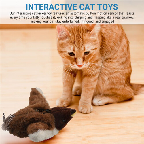 Interactive Cat Toys, Rechargeable Chirping Flapping BirdPlush Kitten Exercise Toys 2