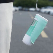 Faltbare Wasserflasche für Hunde, Auslaufsicher, Abnehmbarer Spender mit Futternapf Aus Kunststoff für Outdoor-Aktivitäten Blau