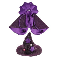 Katzen-Halloween-Kostüm, bequemes Katzen-Zauberer-Outfit, Hexen-Hundekostüm, Katzenumhang, Hexenhut, Halloween-Hundekleidung