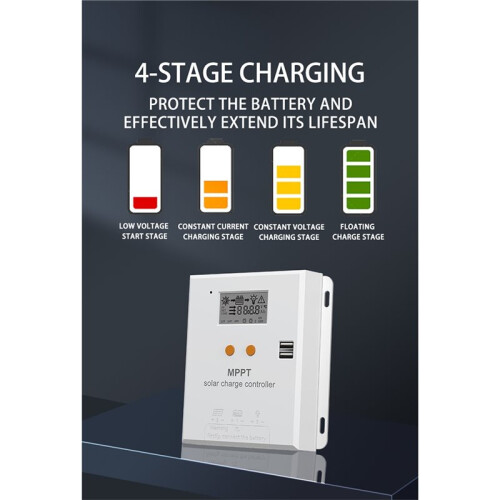 10A MPPT Solar Charge Controller 12V 24V Voltage Automatic Recognition,Voltage Reduction Charge and Discharge Controller