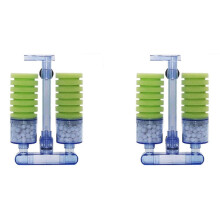 2X Aquarium Filter,Ultra Quiet Aquarium Biochemical Sponge Filter Fish Tank Air Pump Double Foam Sponge Filters Xy-2882