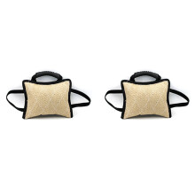2X Durable Dog Training Bite Tug Toy with 3 Handles Jute Linen Bite Pillow