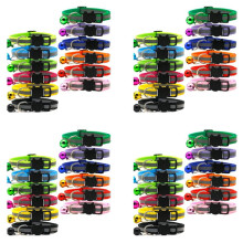 48 Pcs Reflective Cat Collars Quick Release Safety Buckle with Bell Adjustable 19-32cm (12 Colors)