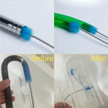 3X Aquarium Filter Brush Set, Flexible Double Ended Bristles Hose Pipe Cleaner with Stainless Steel Long Cleaning Brush