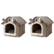 2X Cat/Dog Bed Removableand Washable Foldable Pet Sleepping Bed Cat House Kennel for Dog House Indoor Cat Nest M