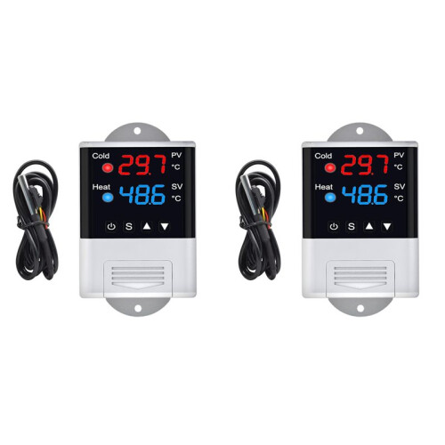 2X DTC2210 Wireless WiFi Temperature Controller Aquarium Thermostat with DS18B20 Sensor APP Control for  Home