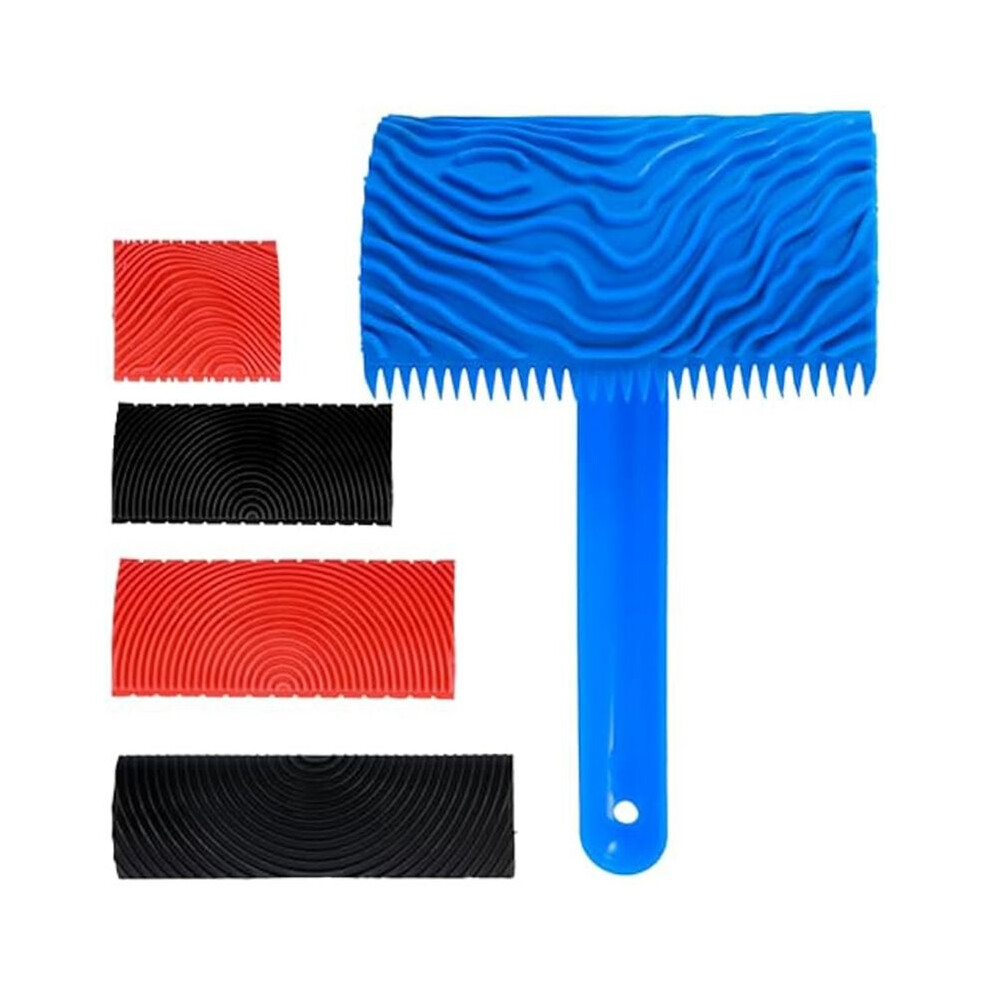 5Pcs Wood Graining Tool Rubber Wood Grain Roller Tool Reusable Grain Pattern Painting Tool For Diy Wall Floor 6031417101466