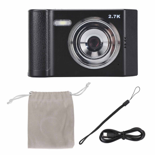 Camera digitale HD 48MP 2.7K con zoom 8x, schermo IPS da 2,8" nero 1