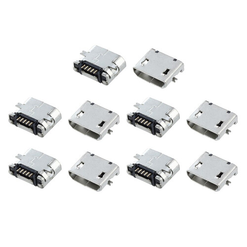 10Pcs Type B Micro-Usb Female Jack Port Socket & 50Pcs Micro-Usb Type B Female 5Pin Smt Socket Jack Port Pcb Board 1