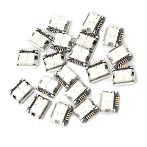 10 Pcs Panel Mount 17.9x13.8mm  Socket & 60Pcs Micro-Usb Type B Female 5 Pin Smt Placement Smd Dip Socket Connector 2