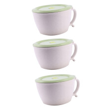 3X Noodle Ciotole con Coperchio-40 OZ Paglia di Grano Zuppa Tazza con Il Telefono Holder- Microonde Lavabile Nel Lavastoviglie, Un Prova di