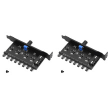 2X Pc 8 Channels Fan Hub Cooling Fan Speed Controller for CPU Case HDD VGA PWM Fan PCI Bracket Power By 12V Fan (4Pin)