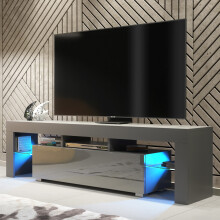 TV Unit Aria 160cm - Dark Grey with Gloss Doors and LED Lights