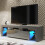 TV Unit Aria 160cm - Dark Grey with Gloss Doors and LED Lights 1