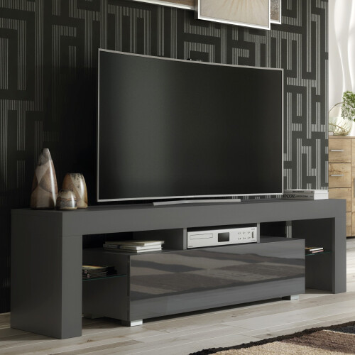 TV Unit Aria 160cm - Dark Grey with Gloss Doors