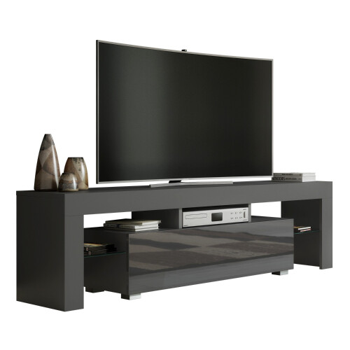 TV Unit Aria 160cm - Dark Grey with Gloss Doors 2