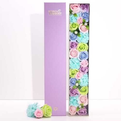 Soap Flowers Extra Long Box - Baby Blessings - Blues