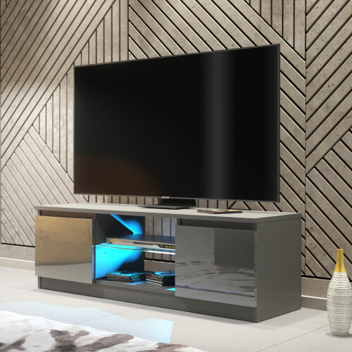 TV Unit Aura 120cm - Dark Grey with Gloss Doors