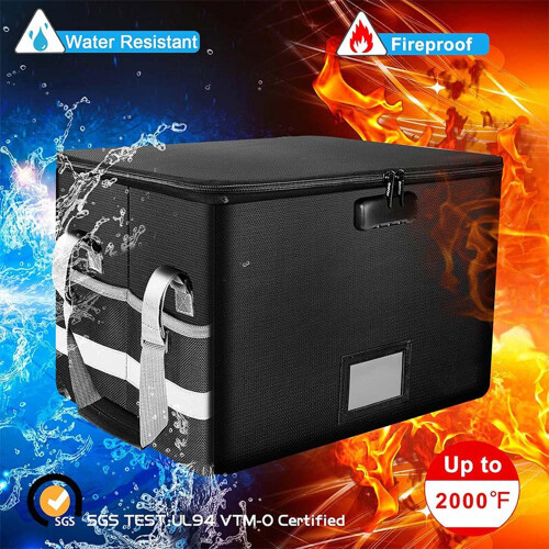 Fireproof Document Box with Locks File Storage Organizer Box Safe Bag 1