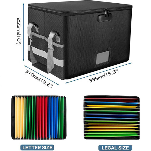 Fireproof Document Box with Locks File Storage Organizer Box Safe Bag 2
