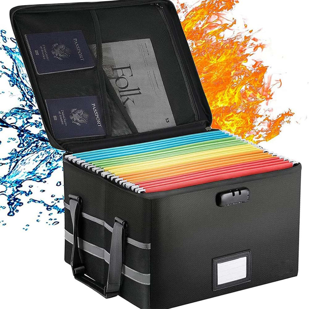 Fireproof Document Box With Locks File Storage Organizer Box Safe Bag 771700662637