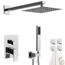 Concealed Thermostatic Shower Mixer Square Bathroom Twin Head Valve
