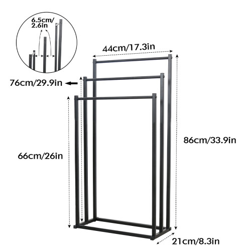 3 Tier Free Standing Towel Rail Stand Unit Rack Storage Bathroom 1