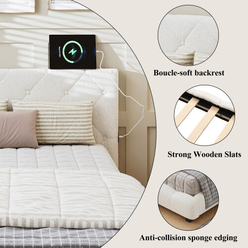 Upholstered bed, 3ft single bed 90×190cm 2