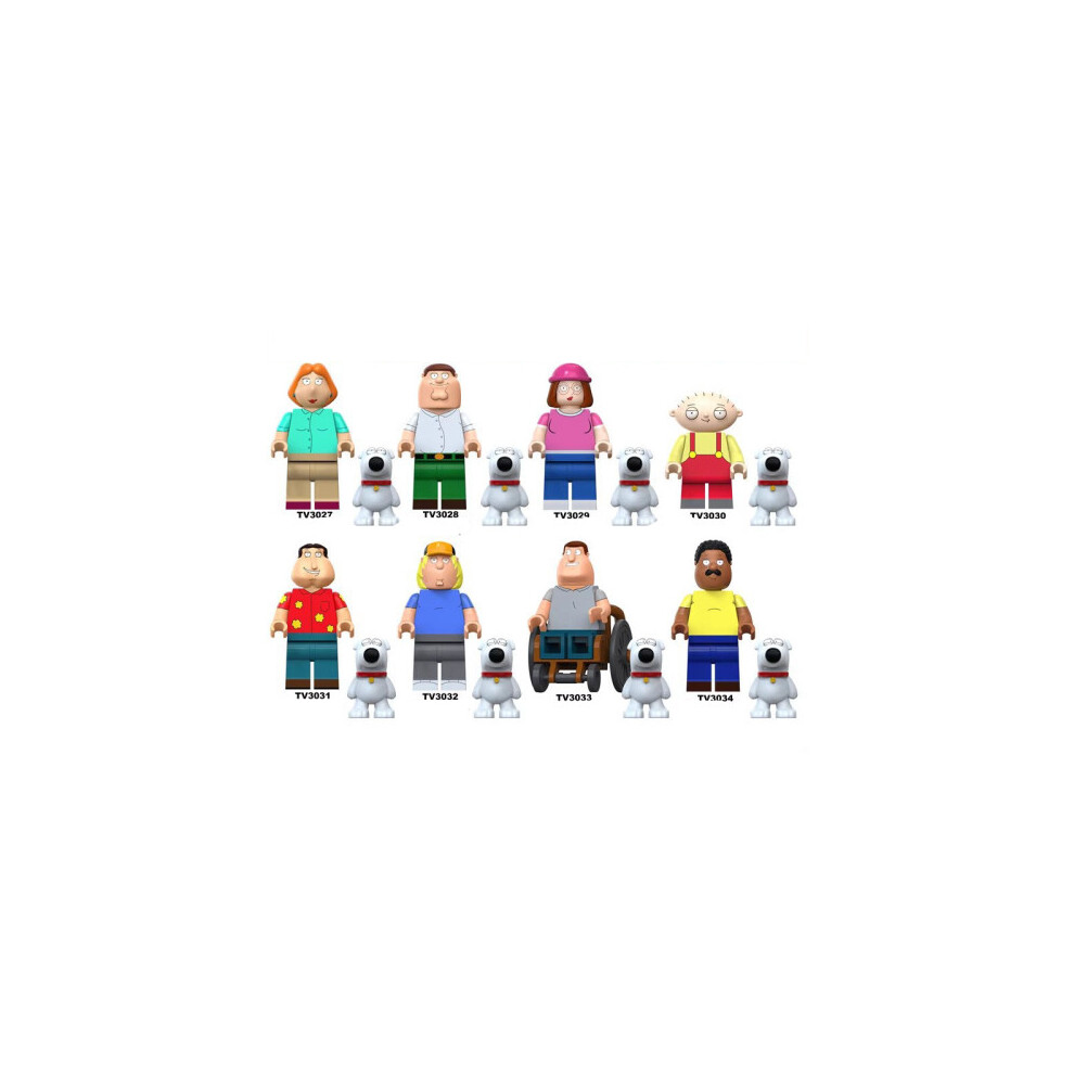 Enekio 8Pcs Family Guy Building Block Minifigures Kids Gifts Toys Fits Lego