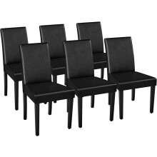Modern Dining Room Chairs Set of 6 Faux Leather High Back Padded Kitchen Chairs W/Adjustable Solid Wooden Legs