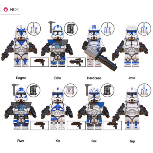 8PCS Star Wars Fives Rex Mini Figures Sets