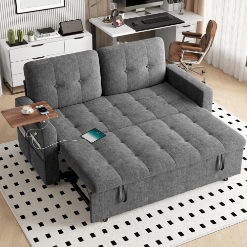 Joolihome 3-in-1 Convertible Fabric Pull Out 2 Seater Sofa