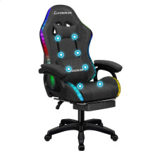 ELFORDSON Gaming Office Chair 8 Massage 12 RGB LED Footrest Padded Arms Computer
