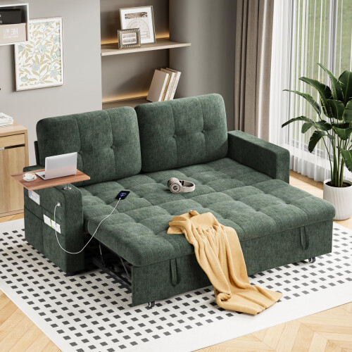 Joolihome 3-in-1 Convertible Fabric Pull Out 2 Seater Sofa