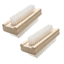 (Set of 2) GEEZY Double Sided Wooden Nail Scrubbing Brushes Soft Bristles Heavy Duty Nail Brushes
