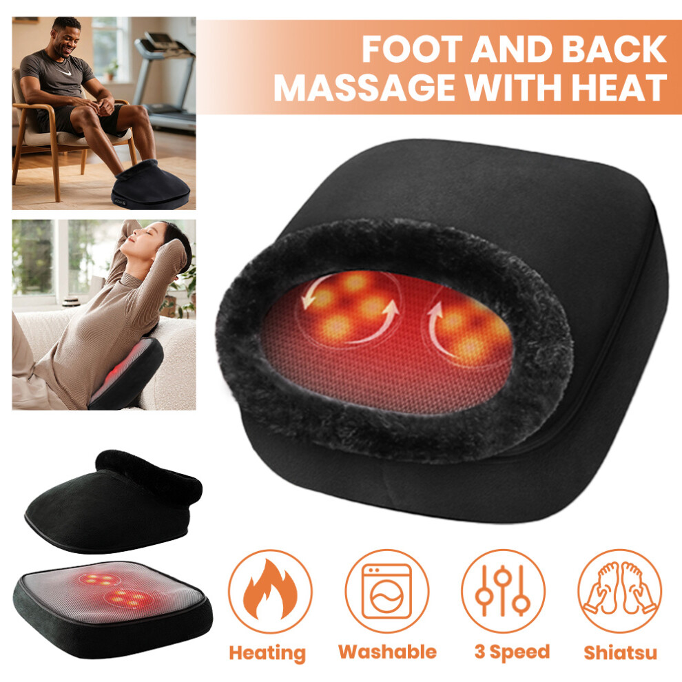 Closkye Black (Black) 2-In-1 Foot And Back Massager With Heat - Kneading Foot Warmer, Electric Foot Massager For Promoting Blood Circulation And Relieving Fatigue
