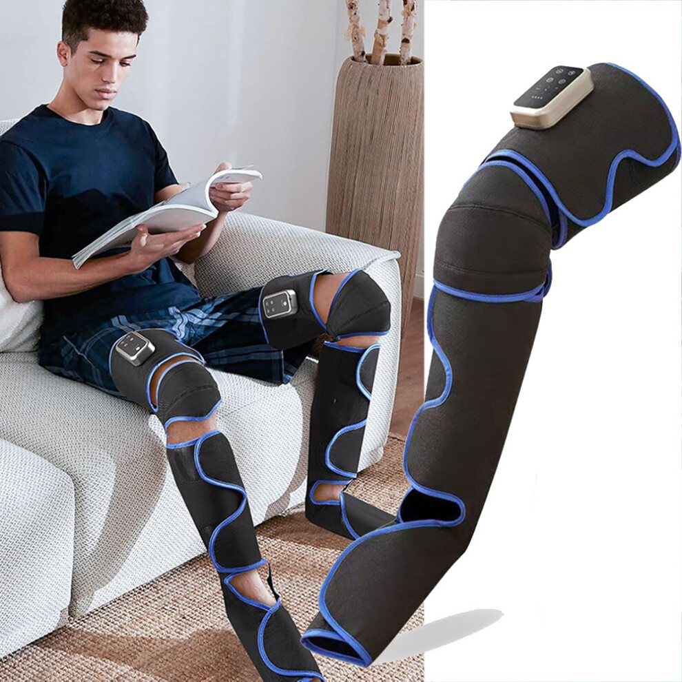 Closkye (1Pc) 1Pc Leg Massager With Air Compression & Heat, Wireless Compression Boots For Legs, Calf Thigh And Knee, 3 Modes 3 Levels, 20-Minute Timer Black/Blue