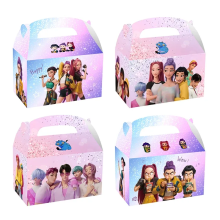 (Four styles, 12pcs) Kpop Demon 12Set Hunters Saja Boys Figures Gift Box Cartoon Portable Candy Popcorn Box Birthday Party Decoration Gift