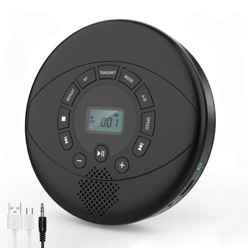 Portable CD Player Walkman Bluetooth CD Walkman Built-in Speaker Rechargeable CD Player with USB/AU