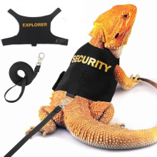2-Piece Bearded Dragon Harness and Leash Set - Anti-Escape Adjustable Lizard Reptile Harness with 5-Foot Short Leash for Outdoor Walking