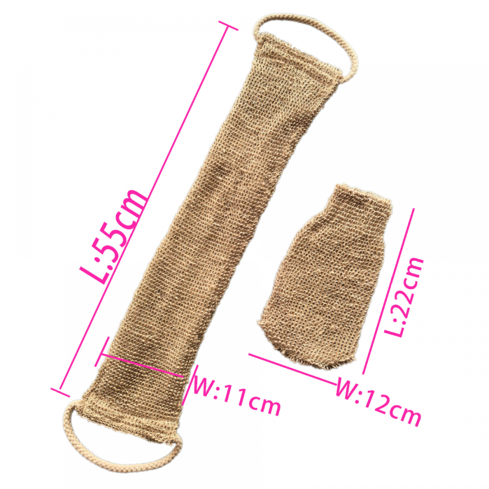 Extra Rough Exfoliating Back Scrubber for Shower with Natural Loofah Strap and Long Reach