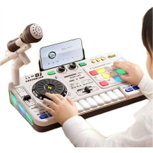 Kid DJ Mixer Toy,Electronic Piano Instrument Playset W/Karaok Microphone,Birthday Party Gift for 3-6 Years Old Children