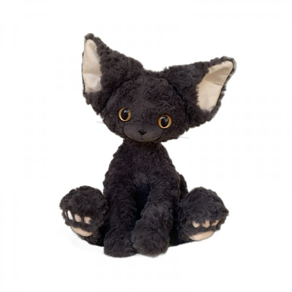 Cute Devon Rex Plush Toy Lifelike Stuffed Animals Cat Fluffy Soft Doll 25-26 Black 6485316680988