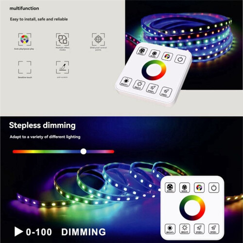 LED Strip Light Controller with 8Key Touch Panel RF Wireless Controller Reflux Pixel Control for Horse Race Tape Lamps,B 1