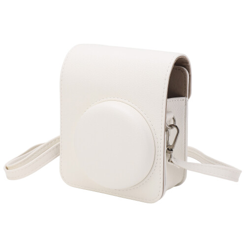 PU Retro Instant Camera Protective Case Rainproof Scratch Proof with Adjustable Removable Strap for Instax Mini 40 Silver 1