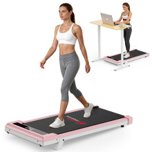 BIGZZIA Under Desk Walking Treadmill,6KM/H Speed, 5% Manual Incline,Pink