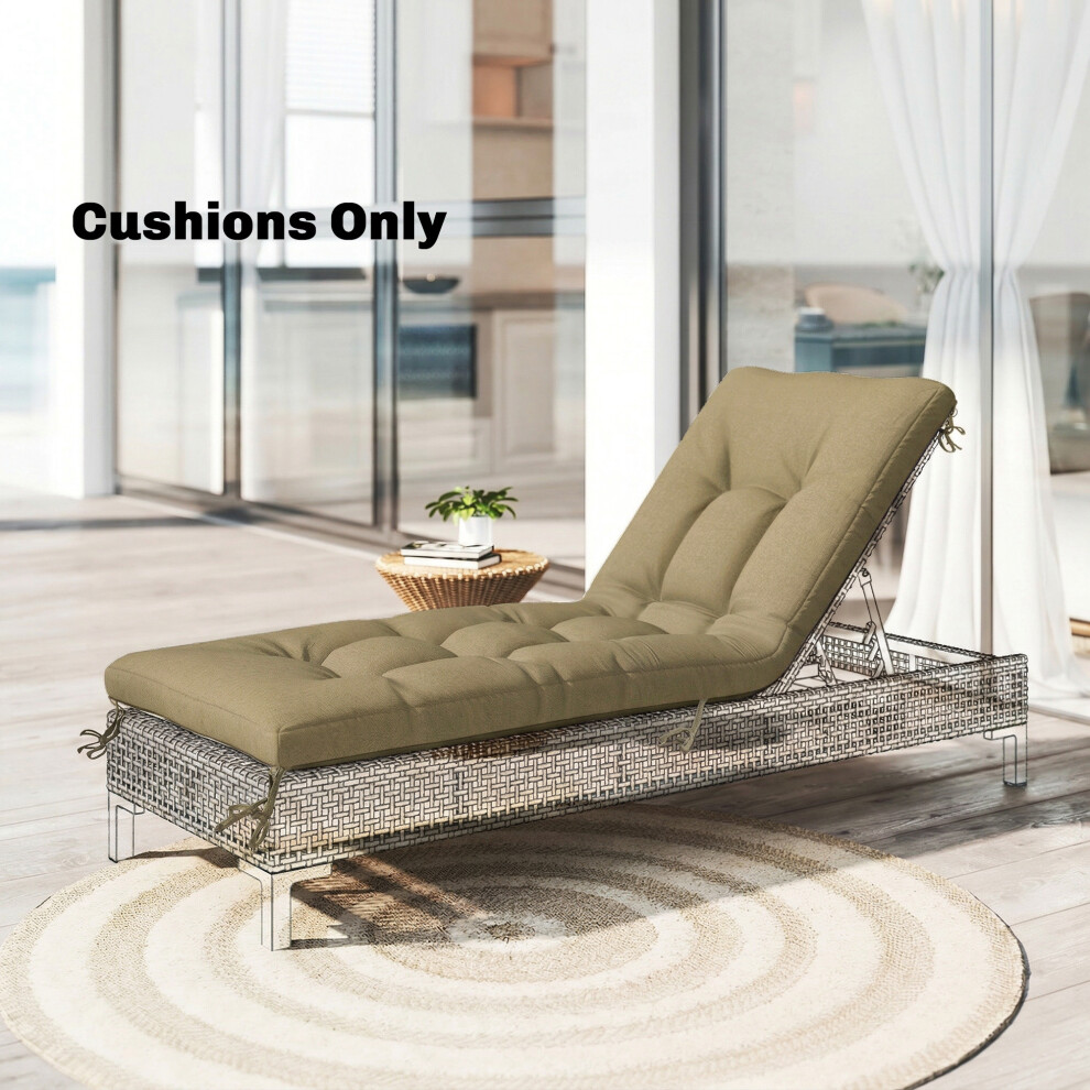 Rackhams Brown Sun Lounger Cushion, Memory Foam Patio Chair Cushion With Ties - Sand - Image 6