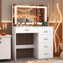 5 Drawers Makeup Dressing Table Vanity LED Mirror